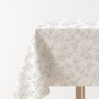 Nappe de 1,45 x 1,45 m en tissu fleurs et feuilles