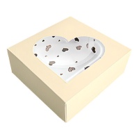 Boîte de 14 x 13 x 5 cm pour biscuits champagne coeurs