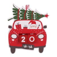 Calendrier de l'Avent voiture avec Père Noël de 19 x 4,5 x 25 cm