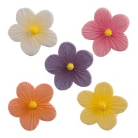 Figurines en sucre de fleur colorée de 4 cm - Dekora - 75 unités