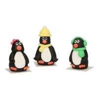 Figurines en sucre 3D de pingouins - FunCakes - 3 unités