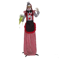 Squelette de clown arlequin avec support et lumière de 1,60 m