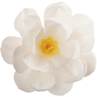 Oblea de flor blanca con centro amarillo de 12 cm