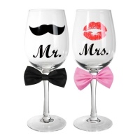 Verres à vin en cristal Mr et Mrs - 2 unités