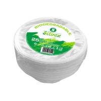 Bols de 13,5 cm ronds en canne à sucre biodégradable blanc - 25 unités