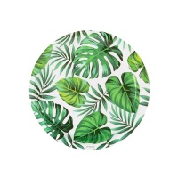 Assiettes à feuilles tropicales de 23 cm - 6 unités