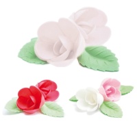 Gaufrettes colorées à la fleur de rose et aux feuilles - Scrapcooking - 4 unités