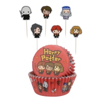 Capsules pour cupcakes avec pics de personnages de Harry Potter - 12 unités