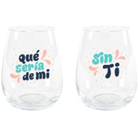 Verre de 520 ml Que serais-je sans vous - 2 unités