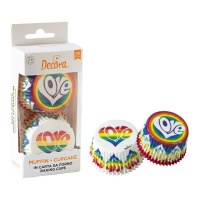 Capsules pour cupcakes d'amour d'arc-en-ciel - Decora - 36 unités