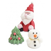 Figurines en sucre 3D du Père Noël, arbre et bonhomme de neige de 3,5 cm - Scrapcooking - 3 unités