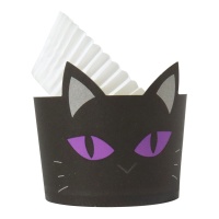 Capsules pour cupcakes avec wrappers de chat noir - 12 unités