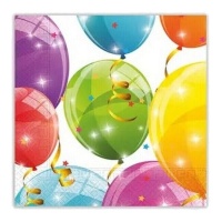 Serviettes ballons brillants de 16,5 x 16,5 cm - 20 unités