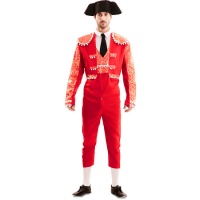 Costume de torero rouge avec montera pour adulte