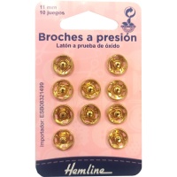 Boutons-pression de 1,1 cm dorés - Hemline - 10 paires