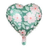 Ballon en forme de coeur floral de 45 cm - Partydeco