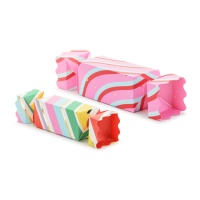 Boîte cadeau en forme de bonbon multicolore - 2 unités