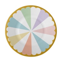 Assiettes à Gâteau avec bordure dorée de 18 cm - 8 unités