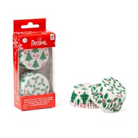 Capsules pour cupcakes avec gui et sapins de Noël - Decora - 36 unités