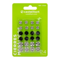 Boutons-pression de 0,7 à 1 cm en métal blanc et noir - Castelltort - 24 paires