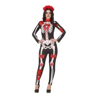 Déguisement de Catrina rouge et noir pour femme