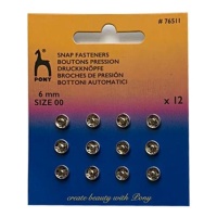 Boutons pression de 0,6 cm nickelé - Pony - 12 paires