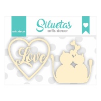 Chipboard chats Amour - Artis décor - 2 pièces