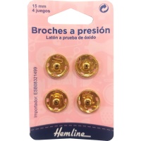 Boutons pression de 1,5 cm dorés - Hemline - 4 paires