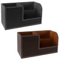 Organisateur de télécommandes effet cuir de 20,3 x 9,3 x 11 cm - 3 compartiments