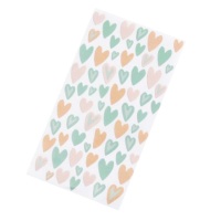 Autocollants de formes de coeurs pastel - 1 feuille