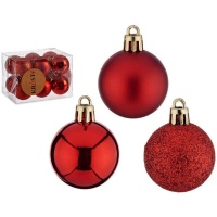 Boules de Noël rouges de 4 cm - 12 unités