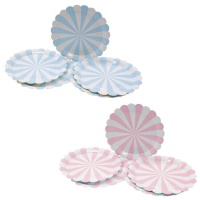 Assiettes rondes Soleil pastel de 23 cm - 6 unités