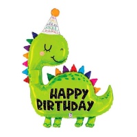 Ballon de dinosaure avec chapeau d'anniversaire de 71 x 92 cm - Grabo