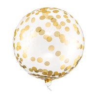 Ballon orbz transparent avec points dorés de 40 cm - PartyDeco - 1 unité