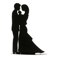 Figurine pour gâteau de mariage silhouette mariés avec bébé de 18 cm