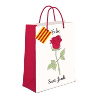 Sac cadeau de 14 x 11,5 x 6,7 cm de Sant Jordi rose