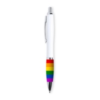 Stylo blanc avec drapeau arc-en-ciel - 1 unité