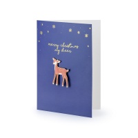 Carte de voeux de Noël Merry Christmas My Deer avec broche de cerf