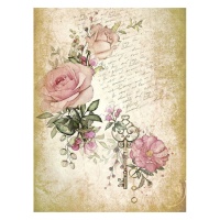 Papier de riz vintage avec roses et clé de 29,7 x 42 cm - Artis décor - 1 unité