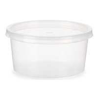 Tupper rond en plastique de 500 ml avec couvercle attaché