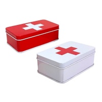 Boîte en métal de 11,5 x 6,5 x 4 cm pour trousse de secours rouge ou blanche