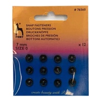 Boutons-pression de 0,7 cm noir - Pony - 12 paires