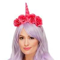 Serre-tête licorne rose avec fleurs