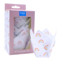 Capsules tulipe en papier pour muffins arc-en-ciel - PME - 24 unités