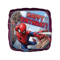 Ballon Spiderman de Joyeux Anniversaire carré de 43 cm - Anagram