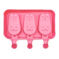 Moule en silicone en forme de lapin de 19,5 x 14,5 cm - Happy Sprinkles - 3 cavités