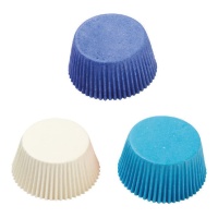 Capsules pour cupcakes bleu, bleu marine et blanc - Decora - 75 unités