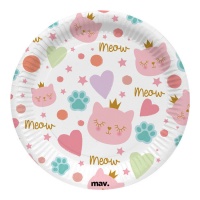 Assiettes Chat Princesse de 22,7 cm - 8 unités