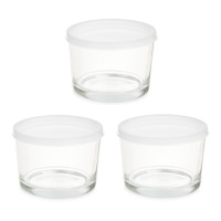 Tupper de 200 ml en verre rond - 3 unités