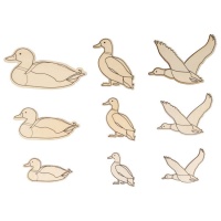 Figurines en bois en forme de canards assortis - 15 unités